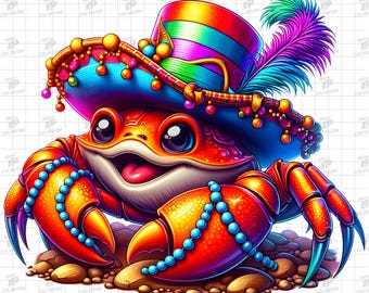 Cute Crab Mardi Gras Png, Mardi Gras Sublimation Design, New Orleans Festival, Mardi Gras Shirt Design, Crab Shirt Png, Crab Png, PNG 300dpi