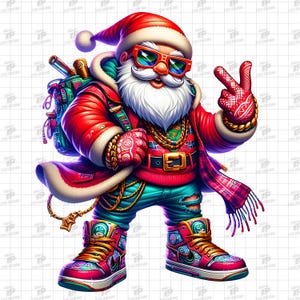 Urban Santa Png, Gangsta Hip Hop Santa Clipart, Christmas Clipart, Santa Png, Urban Sublimation Design, Transparent Background, 300 DPI