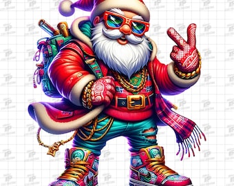Urban Santa Png, Gangsta Hip Hop Santa Clipart, Christmas Clipart, Santa Png, Urban Sublimation Design, Transparent Background, 300 DPI
