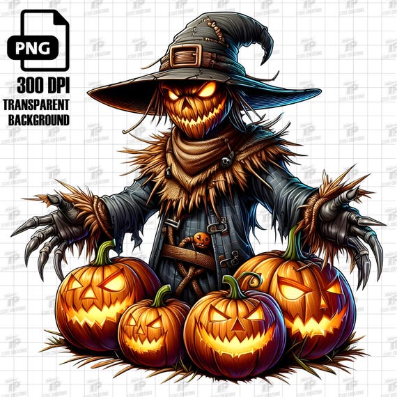 Scarecrow Killer PNG, Horror Scarecrow PNG, Trick Or Treat Sublimation Design, High Resolution Digital Download, Halloween Scarecrow PNG