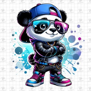Panda Hip Hop Png, Panda Streetwear Png, Arte Panda Urbana, Design Sublimazione Urbana, Panda PNG, Hip Hop Png, Disegni DTF, Panda con Berretto