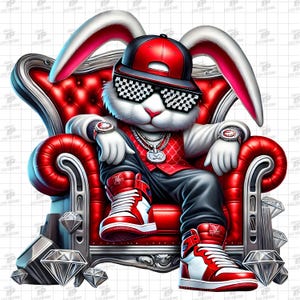 Hip Hop Rabbit PNG, Gangster Rabbit PNG, Urban Streetwear Rabbit Png, Bad Bunny, Cool Bunny Clipart for T-Shirts, Sublimation Designs