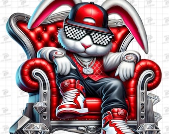 Hip Hop Rabbit PNG, Gangster Rabbit PNG, Urban Streetwear Rabbit Png, Bad Bunny, Cool Bunny Clipart for T-Shirts, Sublimation Designs