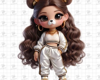 Hip Hop Female Teddy Bear Graffiti Cartoon, Png Teddy Bear, Urban Girl png, Sassy Boss Girl, Digital Design for Background Lighting
