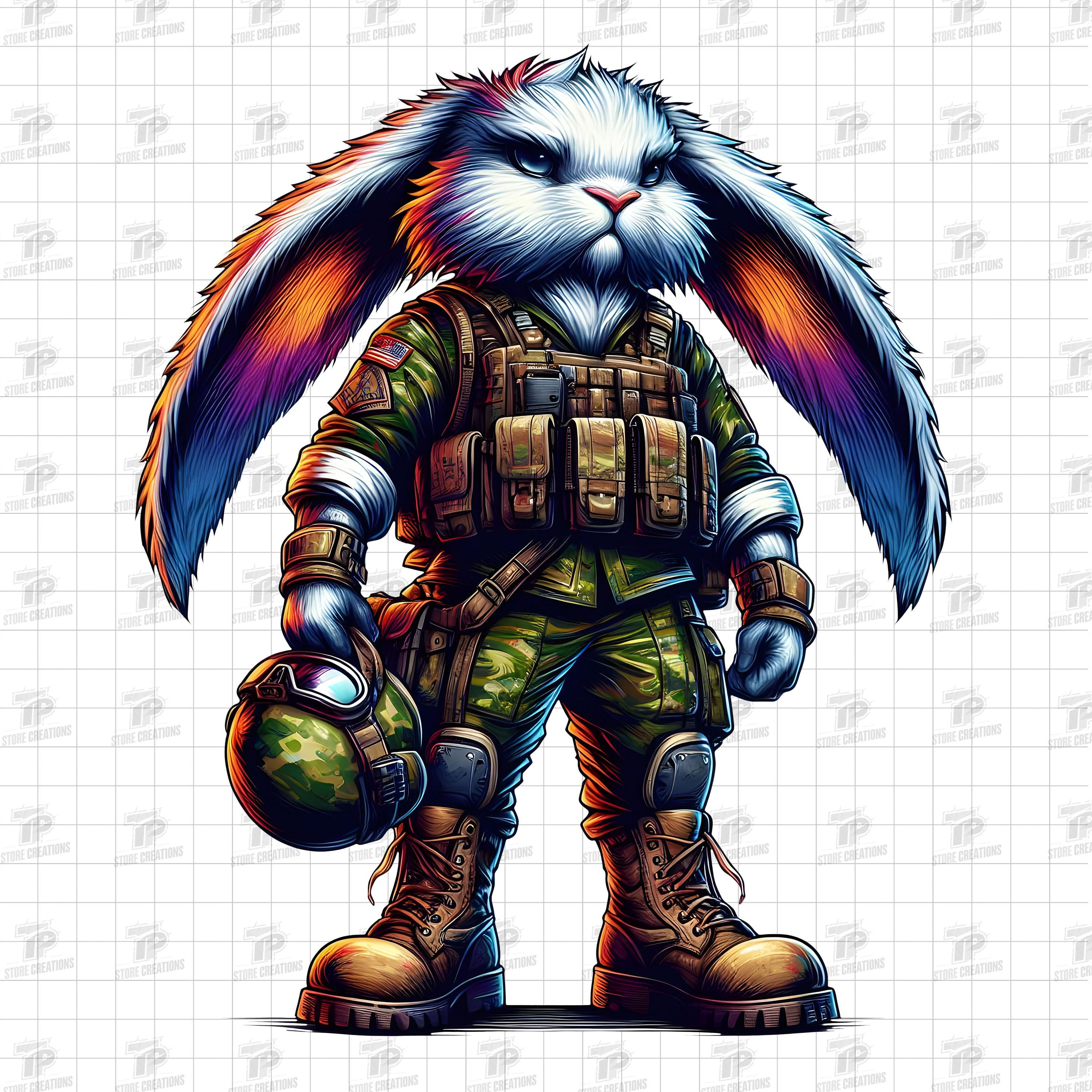 Army Rabbit Color Pages Memorial Day Bunny PNG in Military Uniform, Patriotic Soldier Rabbit ...