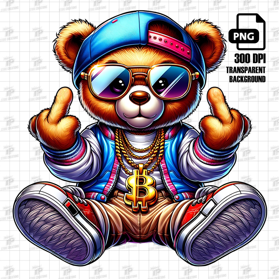 Hip Hop Teddy Bear Png, Rich Gangster Teddy Bear Png, Urban Sublimation ...