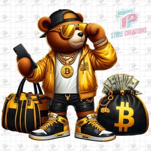 Graffiti Hip Hop Teddy Bear Holding Money, Cartoon Teddy Bear Png, Teddy Bear Download, Teddy Bear Clipart, Teddy Shirt, Digital Download