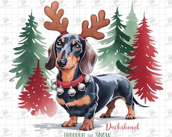 Dachshund through the snow Png, Christmas Dachshund Dog, Christmas Weenie Dog, Merry Christmas Dog, Dachshund Dog, Sausage Dog,Christmas Png