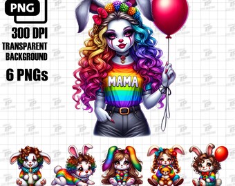 Horror Mama Png, Colorful Mama Rabbit Png, Colorful Mama Bunny Png, Mama Png, Mothers Day Png, Horror Mom Png, Cute Mama png, Kawaii Mama
