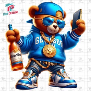 Hip Hop Graffiti Bear Cartoon- Digital Download PNG, Graffiti Teddy Bear PNG, Urban Hip Hop Bear PNG, Cartoon Teddy Bear Png, Funky Graffiti