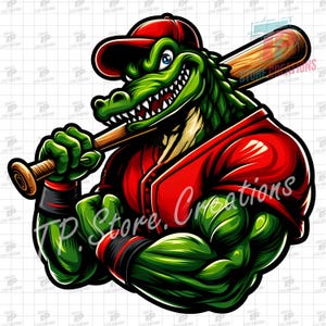 Gators Baseball Mascot PNG Digital Download - 5 PNG Digital File, Gators Softball Mascot PNG, Gators Mascot, Alligator Mascot, School Mascot