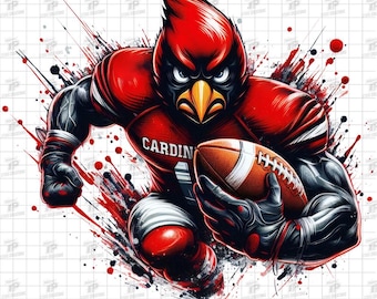 Cardinals Mascot PNG, Cardinals Football Png, Cardinals Shirt Png, Cardinals png, Red School Mascot, Red School Team Spirit Design, Game Day