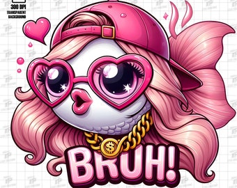 Cute Pink Bass Fishing PNG Sublimation, Fish in Hat cap PNG, Funny Fishing png, Cute Fishing png, Bruh png Girls fishing Digital Download
