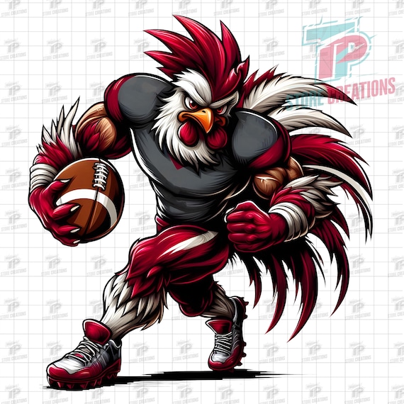 Rooster Football Mascot PNG Digital Download, Gamecocks Football, Rooster Mascot, Rooster Design, Chicken Png, Rooster Clipart, Cockfighting