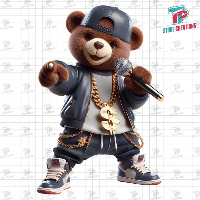 Bear Rapper Partner Hip Hop Rap Singer Teddy Bear PNG, Rap Singer PNG, Rapper Teddy Bear ...