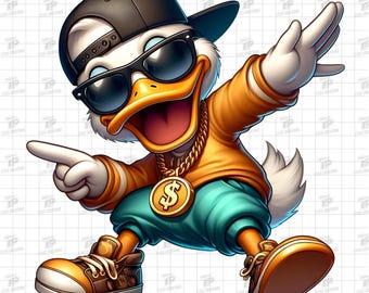 Pato Hip Hop Legal PNG Digital, Pato Urbano Png, Pato Streetwear Png, Design de Sublimação Urbana, Clipart de Hip Hop, Fundo Transparente 300dpi