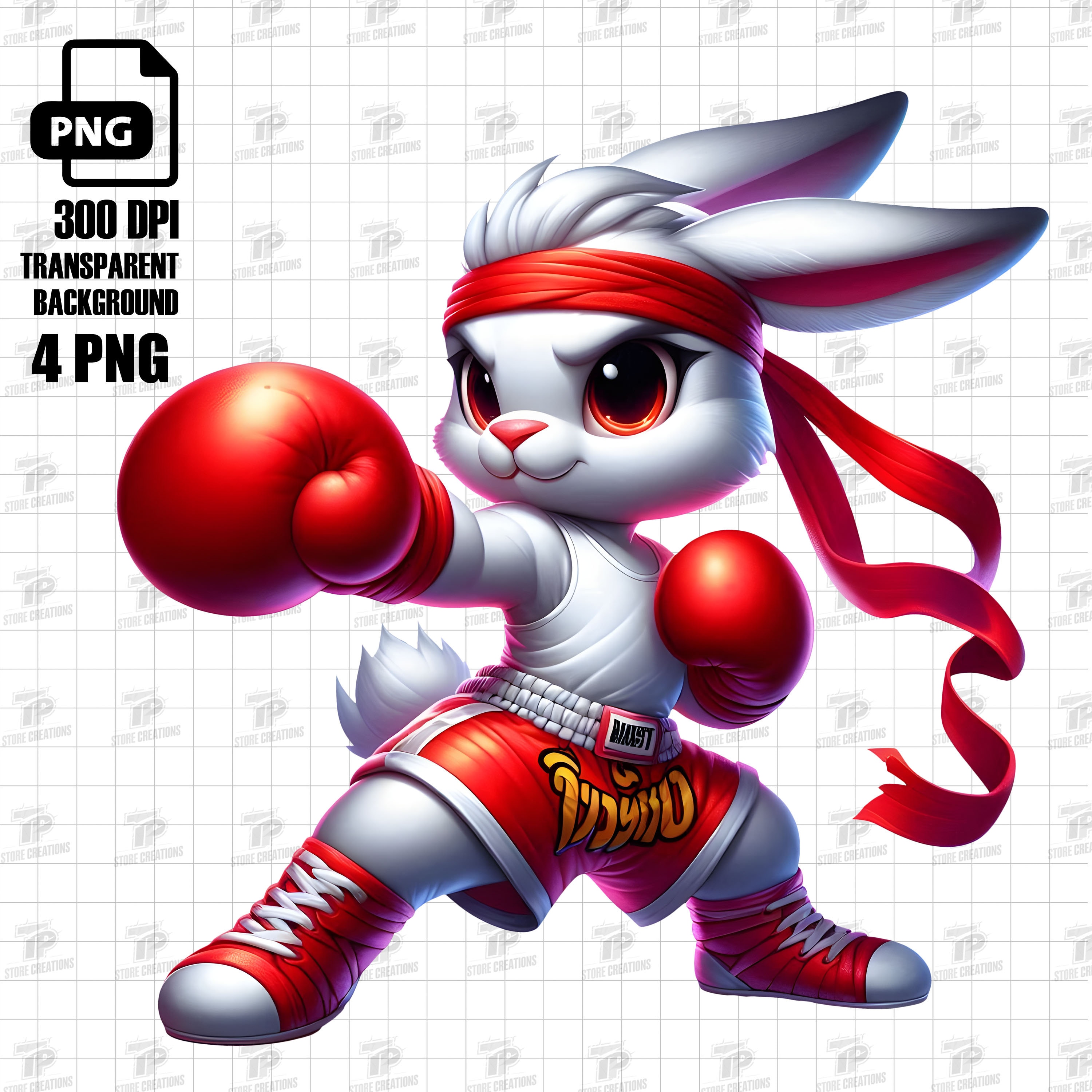 Cute Muay Thai Boxing Bunny Digital Png, Adorable Rabbit in Boxing ...
