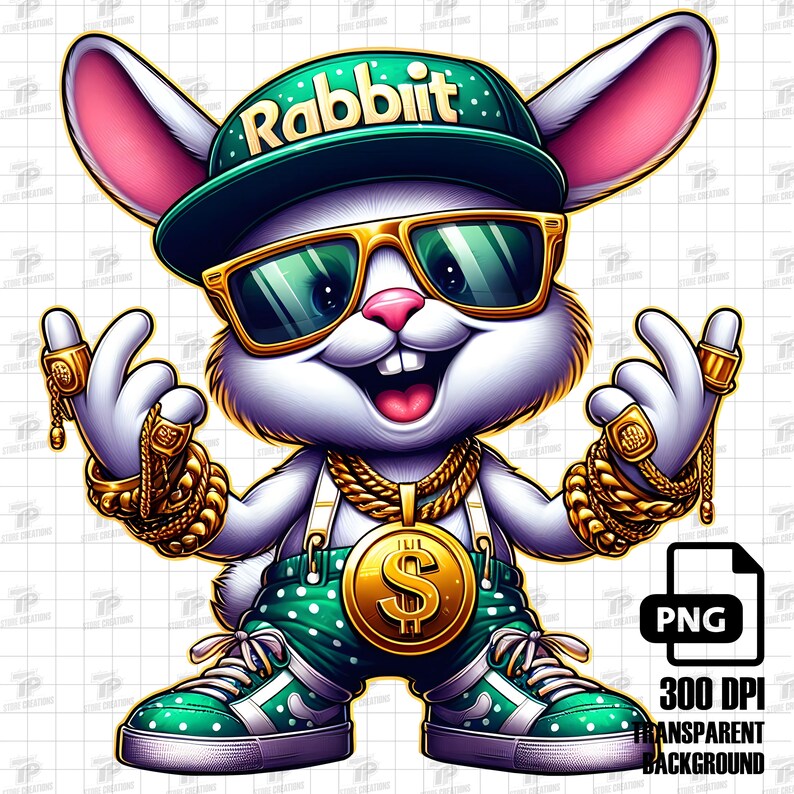 Gangster Bunny Png, Urban Best Bunny Png, Streetwear Rabbit Clipart
