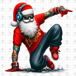 Hip Hop Santa PNG, Urban Santa Png, Streetwear Santa Png, Cool Santa Png, Urban Christmas Png, Santa Png, Urban Sublimation Design, 300 DPI