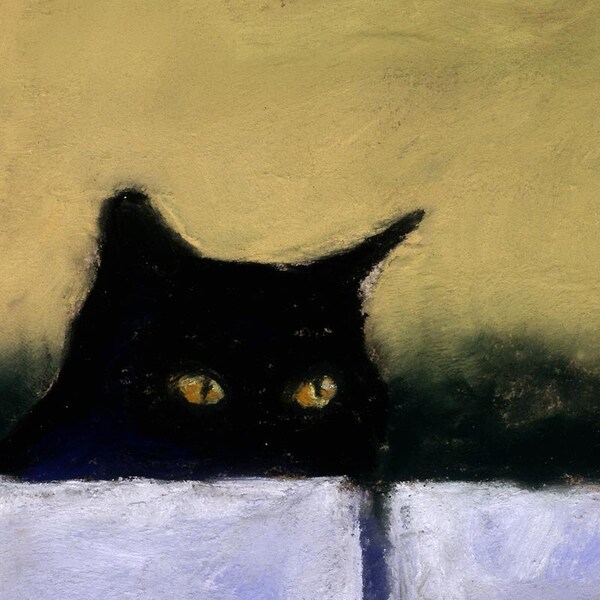 Black cat print wall art, Funny animal decor, Original art, best selling items