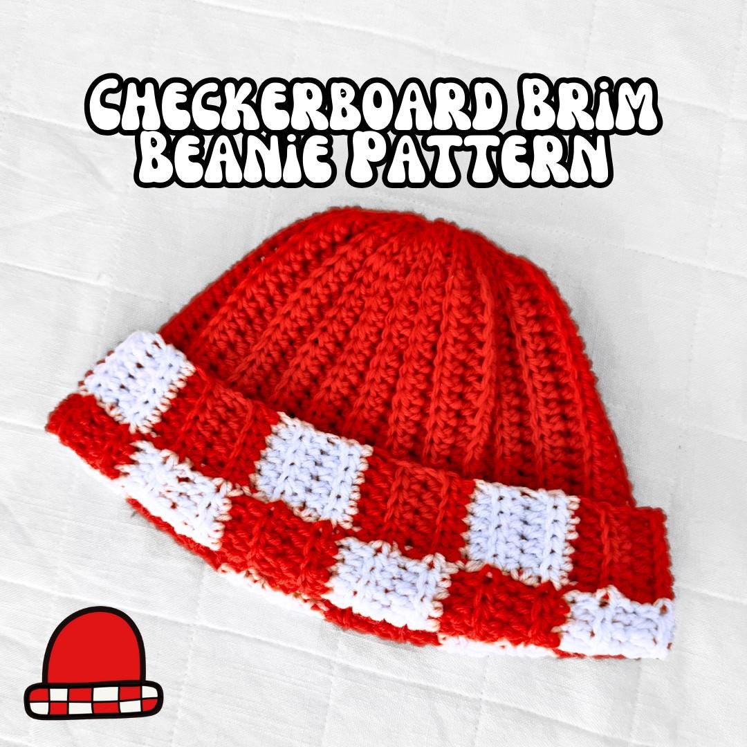 32 Checkerboard Crochet Patterns for Blankets, Bags, Garments, and Home Accents 20 Checkerboard Brim Beanie Crochet Pattern: Seamless Adult