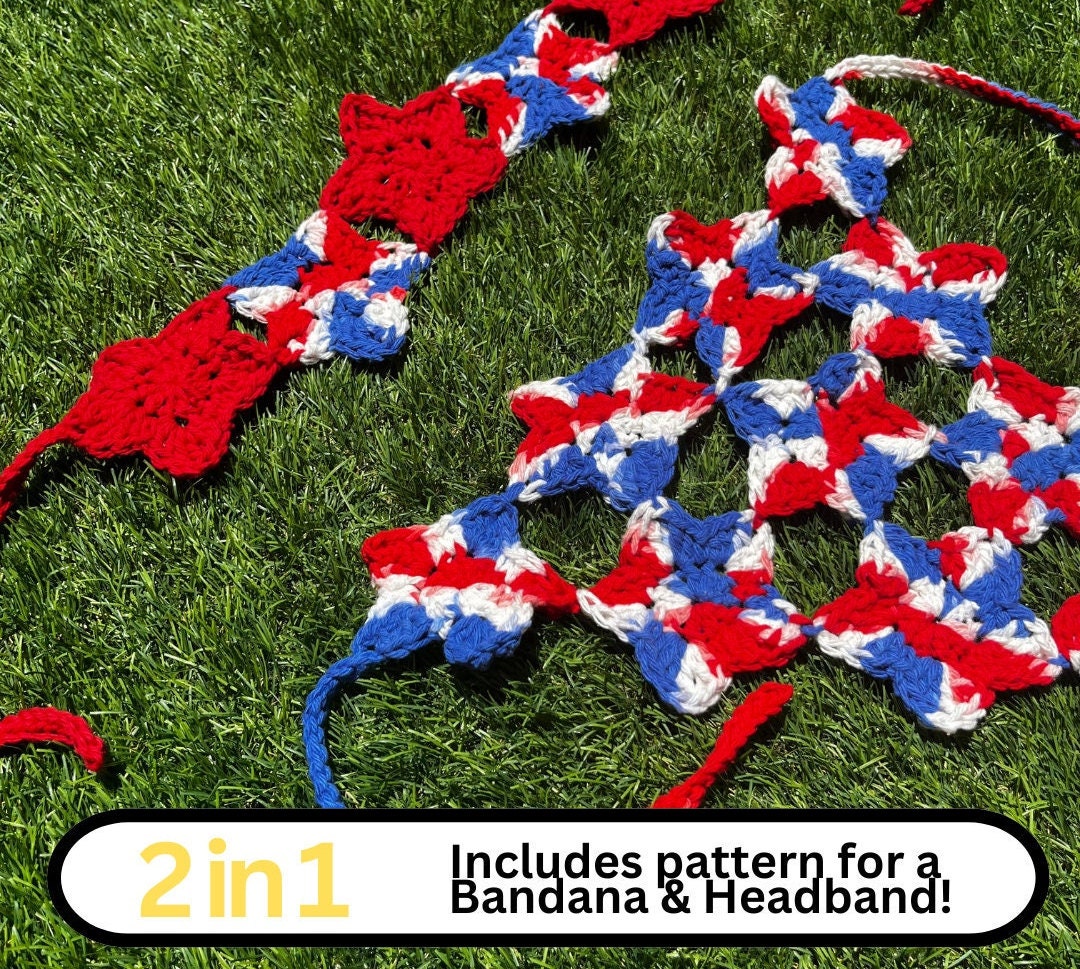 39 American Flag Crochet Patterns to Show Your Patriotic Style 3 Star Bandana Crochet Pattern: American Flag Headband