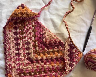 Crochet Bandana Pattern: Easy Granny Stitch, Adult Size (PDF Pattern)