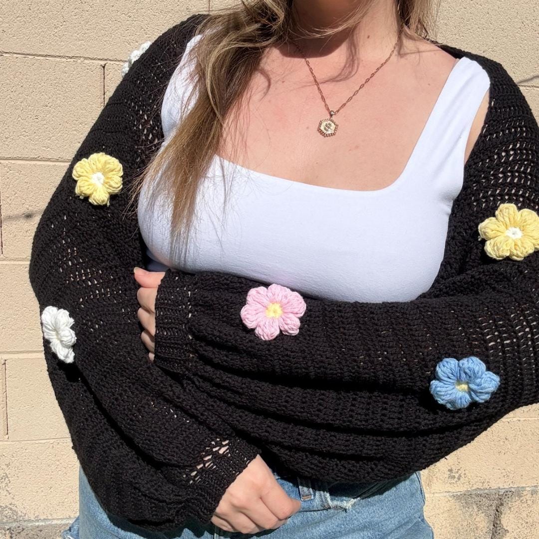 Crochet Flower Shrug Pattern 3D Puff Bolero