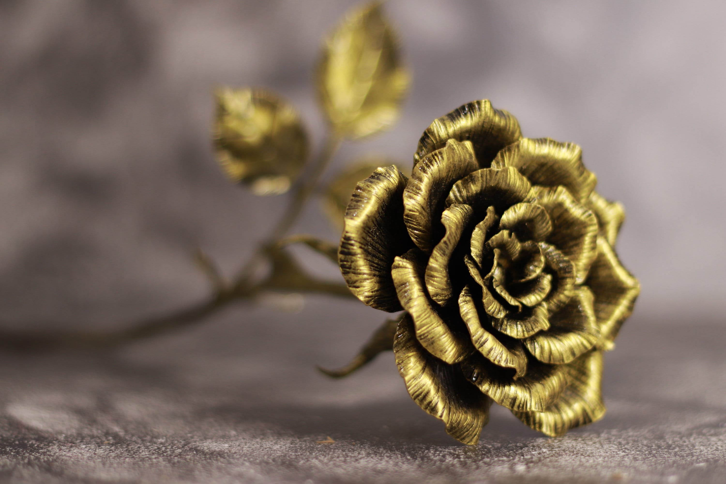 metal rose in golden color - Handmade forged iron rose - wrought steel rose - gift for wife - metal personalized gift
