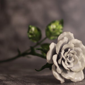 Forged metal white rose - wrought iron rose - metal personalized gift