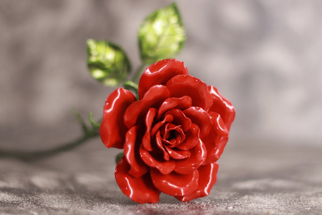 Handmade Red Forged Iron Rose – Metal Anniversary Gift - Etsy