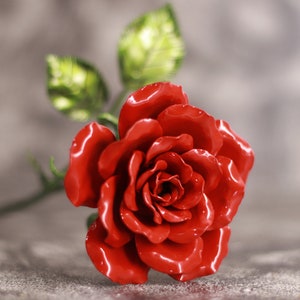 Rote Metallrose - Handgemachte geschmiedete Eisen Rose - Schmiedeeisen Rose für Sie - personalisiertes Geschenk - für Mann - Geschenk für Frau