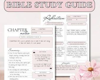 Modello minimalista di guida allo studio biblico per lo studio delle Scritture, strumento per la confezione regalo della Bibbia, diario cristiano in formato PDF, mappatura delle Scritture, inserto per lo studio biblico