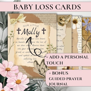 Biglietti di preghiera cattolici personalizzati per la perdita del bambino, regalo per la perdita del bambino, regalo per il dolore cristiano, diario del dolore, ricordo per un aborto spontaneo, regalo cattolicesimo