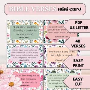 Blumen Bibelverskarten, kleine Bibelkarten, Frühlingsdruck Bibelvers, Mini-Schrift-Karten, Bibel einfach gemacht, kleine Bibelstunden