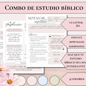 Paquete de estudio bíblico en español, recurso para estudio bíblico, imprimible, plantilla de estudio bíblico digital de Goodnotes, productos digitales cristianos