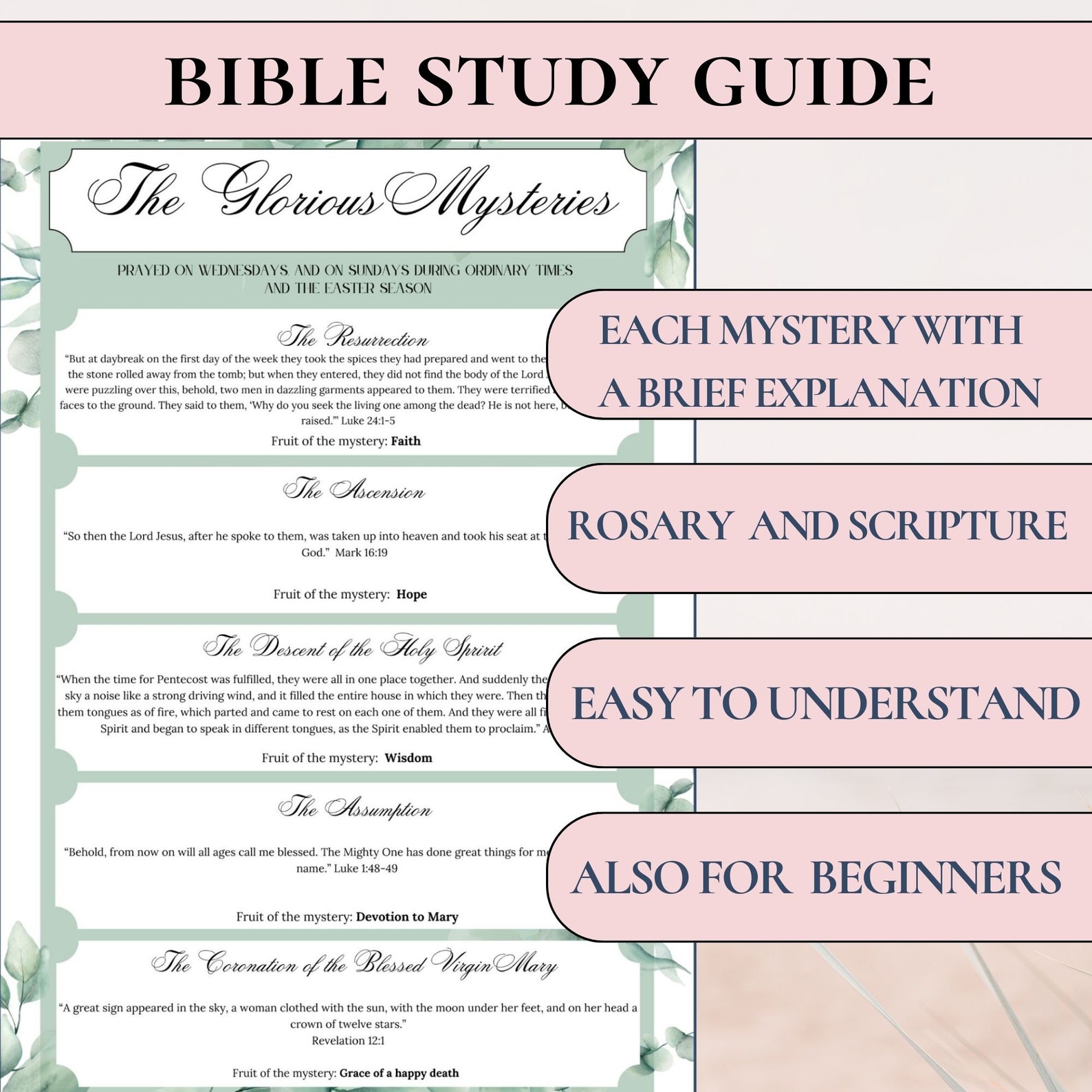 Devotional Catholic Rosary Prayer Guide Prayer Board Kit Printable ...