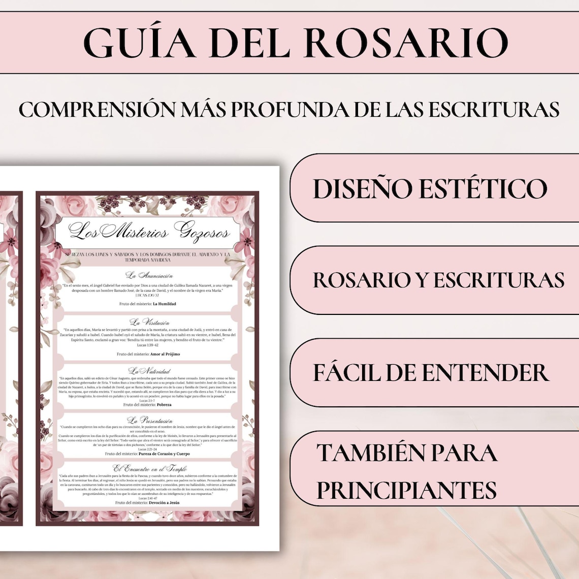 Guía Del Rosario En Español First Communion Rosary Gift for Girl ...