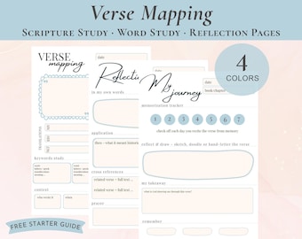 Bible Verse Mapping Template Printable Scripture Study Guide Bible Journal Insert Inductive Bible Study Worksheet Goodnotes Digital Download