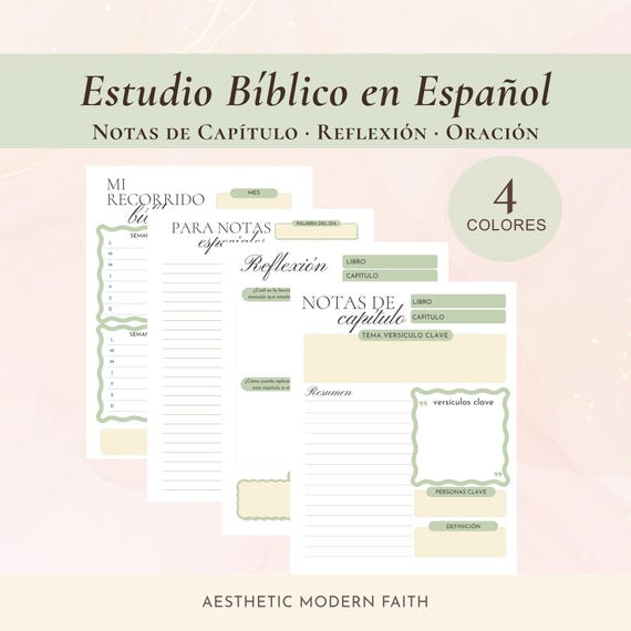 Spanish Bible Study Guide Imprimible Guía de Estudio Bíblico Biblia Católica en Español Versículos Bíblicos Diario de Oración iPad Goodnotes