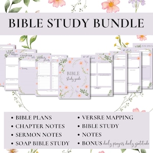 Blumen Bibel Studienführer Bundle für Sonntagsschule Druckbare Vorlage Minimalistisches Bibelstudien Kit für Mädchen Christliche Schulbibel Arbeitsbuch