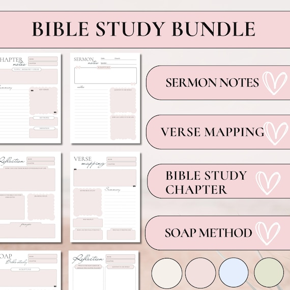 Bible Study Bundle Printable Template Christian Digital Product For Catholic Bible Study Group Sunday School Lesson For Bible Journaling
