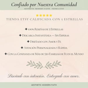 Guía de estudio bíblico en español, tienda Etsy con reseñas de 5 estrellas — descarga instantánea, diseñado con amor y fe, confiado por más de 550 familias en el mundo. Aesthetic Modern Faith.