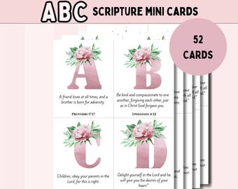 ABC Scripture Cards For Kids Bible Verse Flashcards Alphabet Memory Game Bible Study Activity Christian Homeschool Morning Basket Print