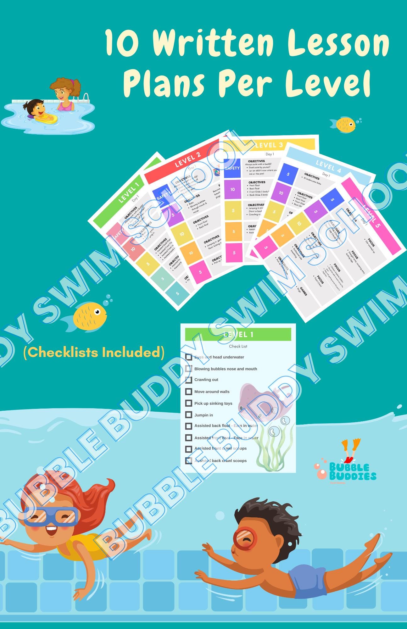 Kids Swim Lesson Plans, Levels 1-5, Ages 3+ (printable Cards Bundle) - Etsy