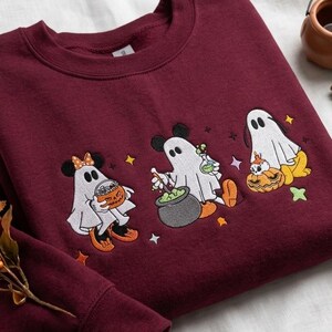 Halloween Ghost Embroidered Sweatshirt, Cute Ghost Crewneck, Pumpkin Ghost Pullover, Fall Halloween Gift
