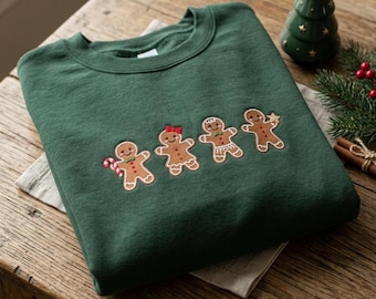 Gingerbread Christmas Embroidered Sweatshirt, Christmas Cookie Crewneck, Gingerbread Cookie Shirt, Gingerbread Sweater, Christmas Gift