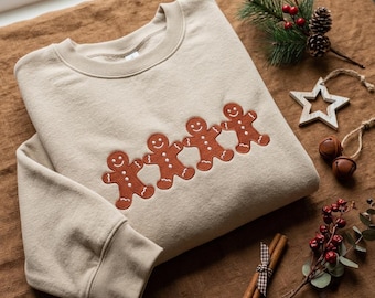 Embroidered Gingerbread Cookie Crewneck Sweatshirt, Christmas Cookie Hoodie, Gingerbread Shirt, Gingerbread Sweater, Christmas Gift