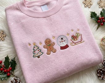 Christmas Embroidered Sweatshirt, Holiday Crewneck, Gingerbread Snowman Christmas Shirt, Cozy Winter Gift