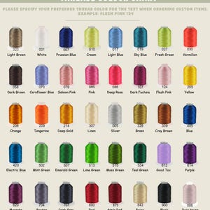 Puede incluir: Una carta de colores que muestra una variedad de colores de hilo. La carta incluye tonos como marr&oacute;n claro, blanco, azul prusiano, crema, azul claro, azul cielo, verde fresco y bermell&oacute;n. El texto en la parte superior dice "THREADS COLOUR CHART".